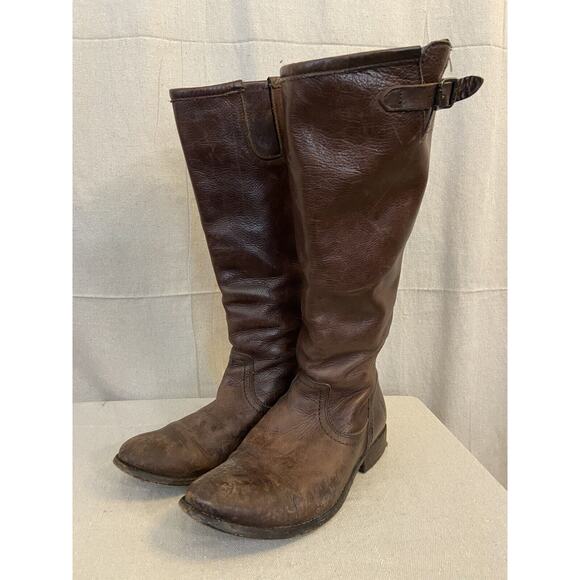 Frye Tall Womens Boho Western Cowgirl Leather Riding Boots Size 6.5B Rugged - Picture 1 of 9